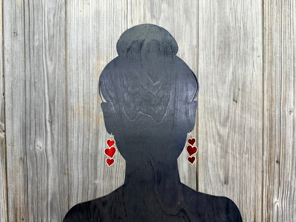 Heart Earrings - Wood Dangle Earrings
