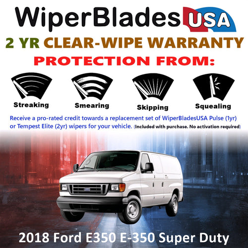 2018 Ford E350 E-350 Super Duty Wiper Blades w/2yr Warranty (Set of 2) Wipers