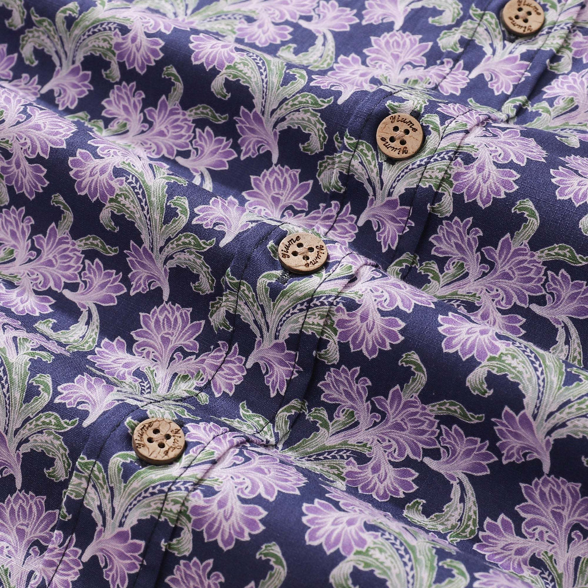 Men's Hawaiian Shirt Button Down Morris Shirt Purple Floral Cotton Aloha Shirt Tribute To William Morris By Amy