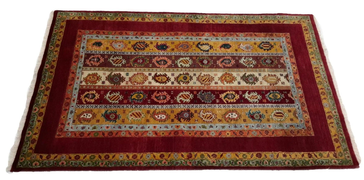Canvello Hand Made Modern All Over Indo Gabbeh Rug - 3'11'' X 6'11''