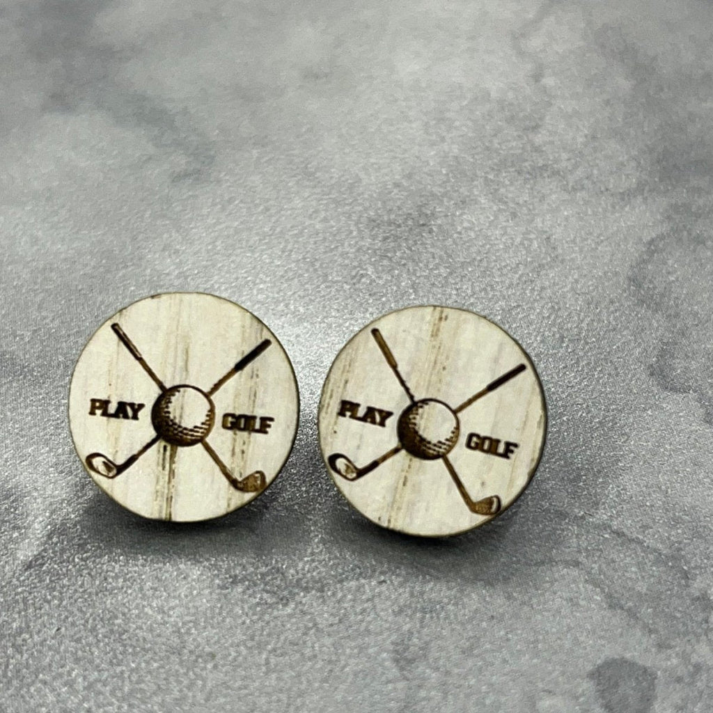 Golf Earrings - Lightweight Wood Stud Earrings
